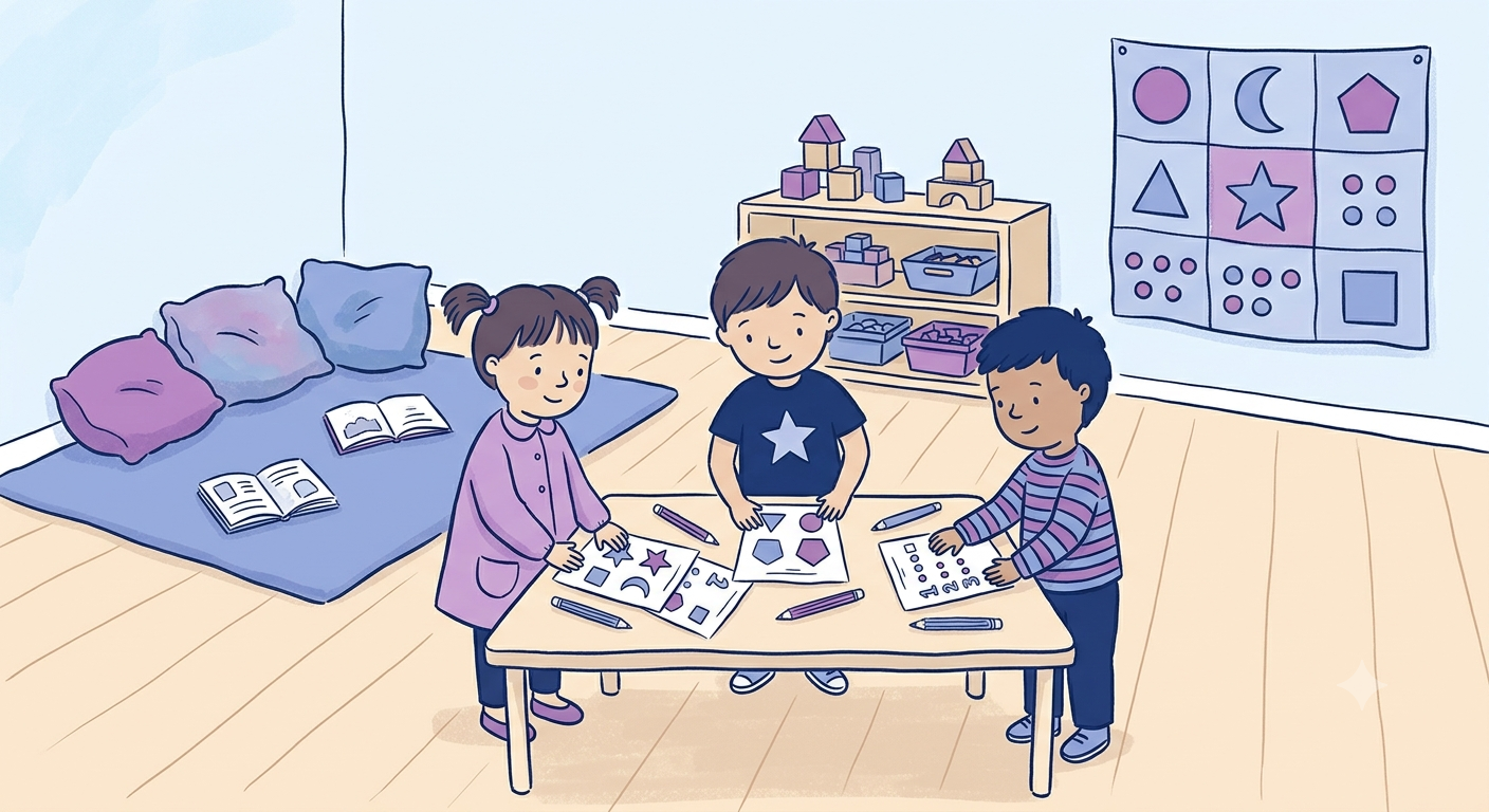 Preschool child doing a hands-on learning at home activity