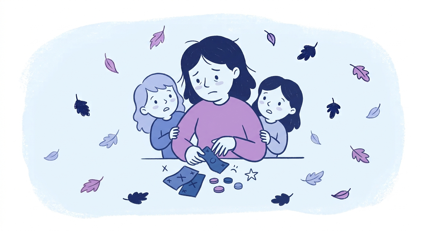 Illustration of a child playing with ordinary household items, wooden spoons and pots, stacked and arranged like toys