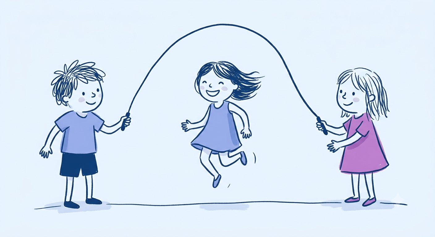 Children playing classic screen-free playground games outdoors
