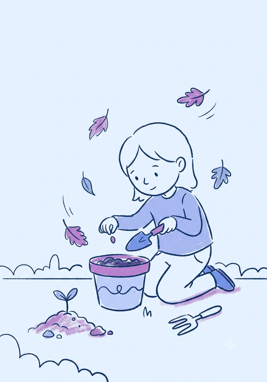 Illustration of children building blocks together with a small guided challenge