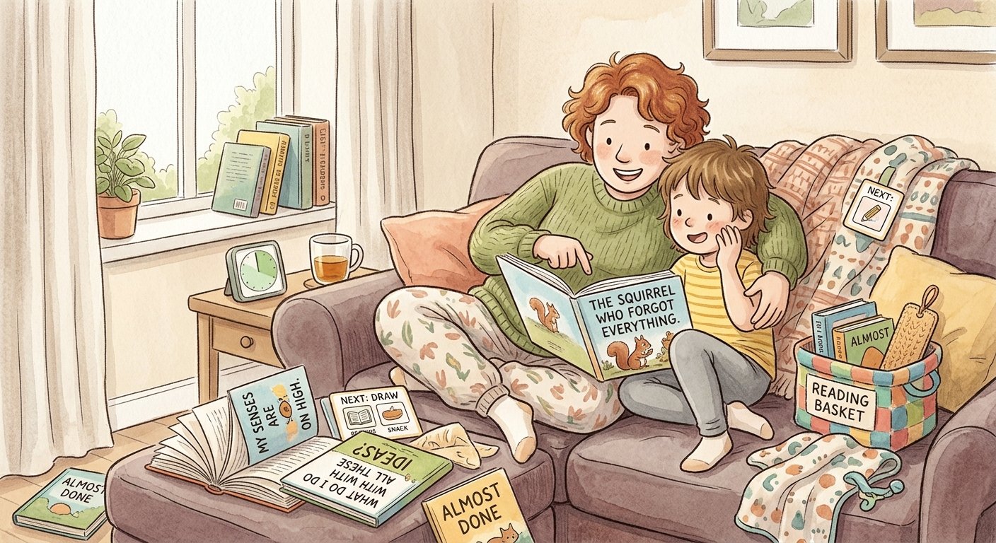 ADHD reading routines for neurodivergent families in a calm flexible home literacy space