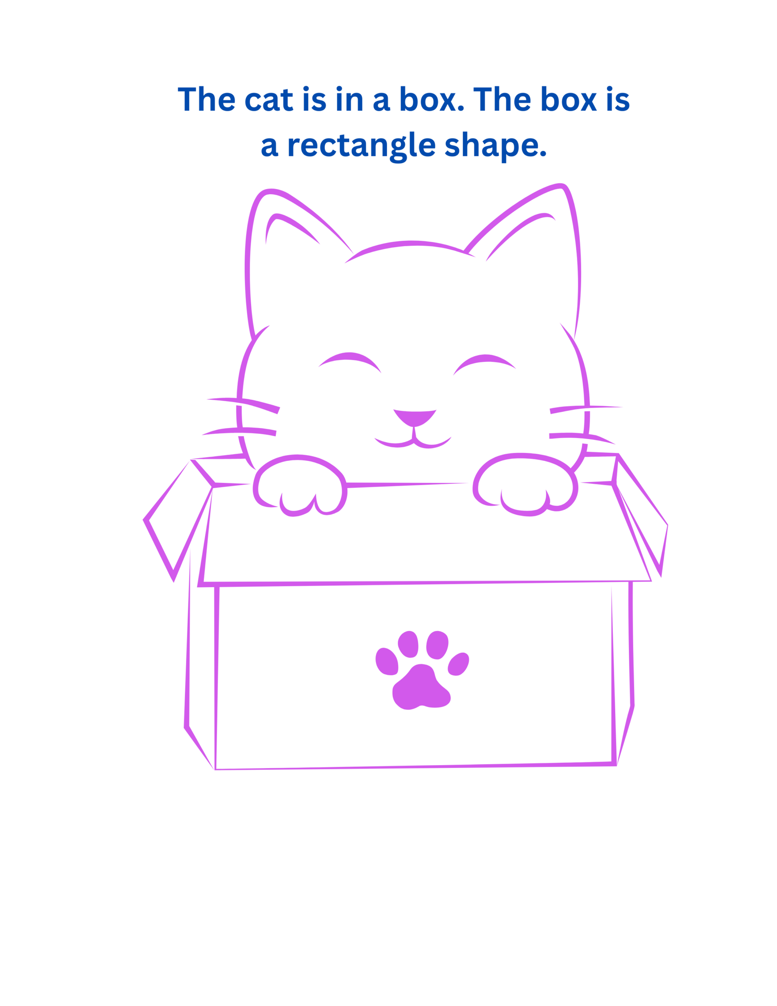 Cat sitting on a rectangle-shaped box, illustrating shape recognition for toddlers