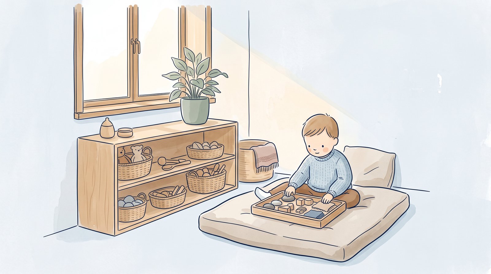Sensory environment early childhood quiet reset corner with low cushions and timber storage
